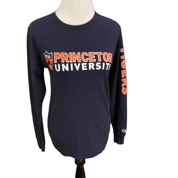 Champion Princeton Tiger Shirt Unisex Small Navy Blue Long Sleeve University Tee - Picture 7 of 10